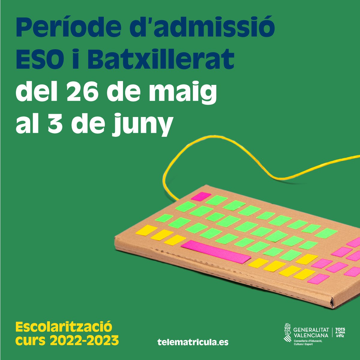 Telematrícula - Período de admisión para ESO y Bachillerato