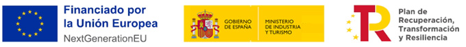 Logos de financiación de la unión europea, ministerio de industria y turismo y el plan de recuperación, transformación y resiliencia