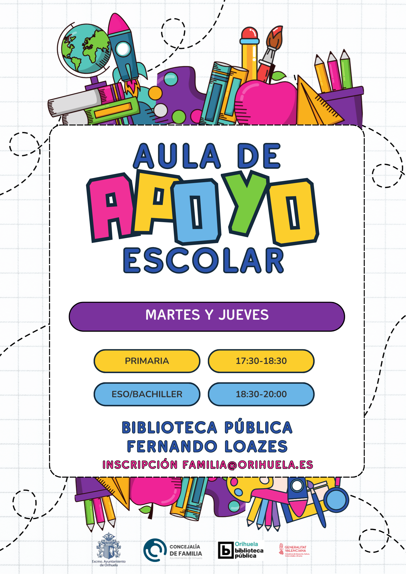 Familia lanza la segunda edición del aula de apoyo escolar en Orihuela