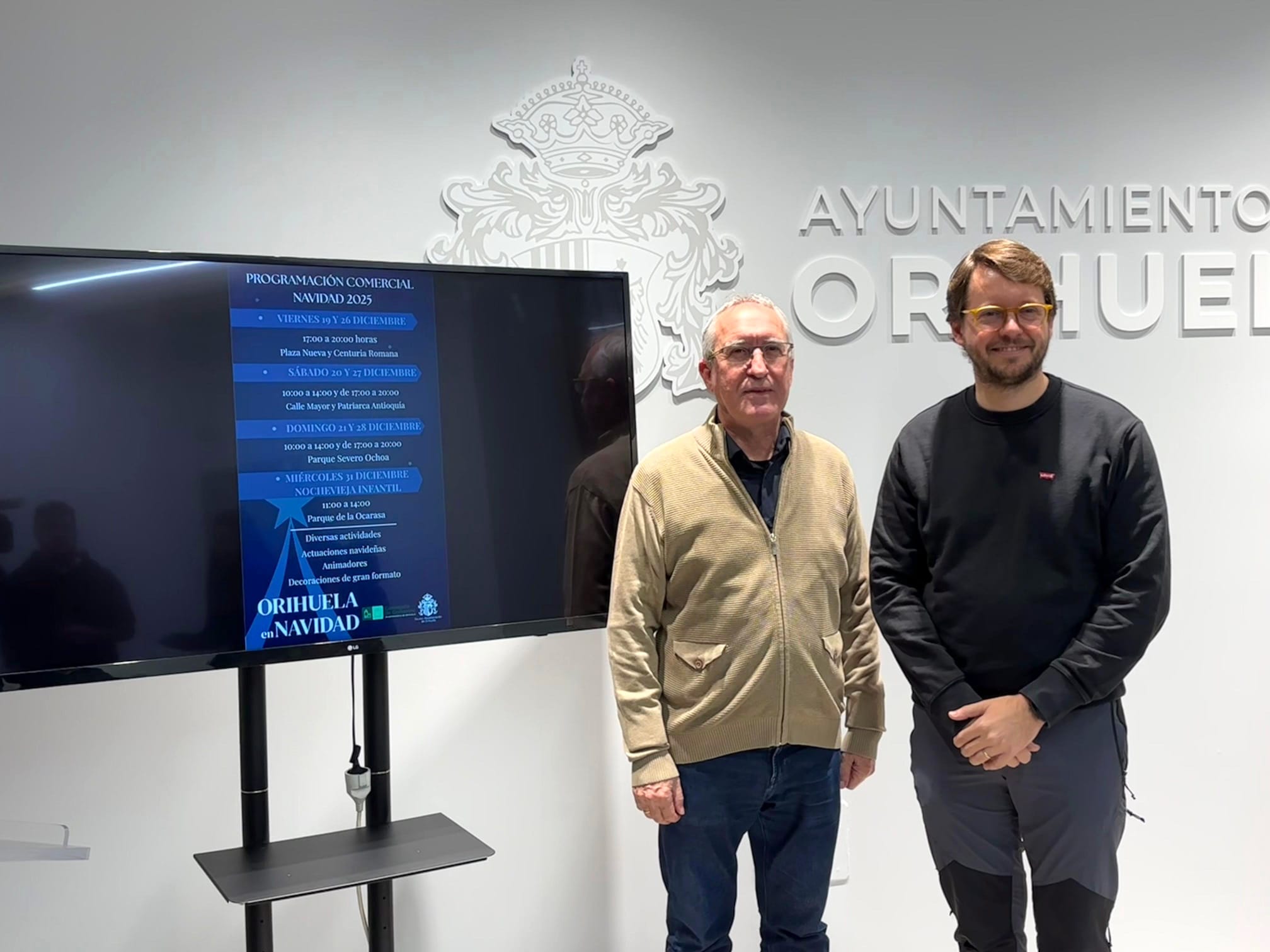 Orihuela refuerza la dinamización del comercio local con una amplia programación de actividades en Navidad