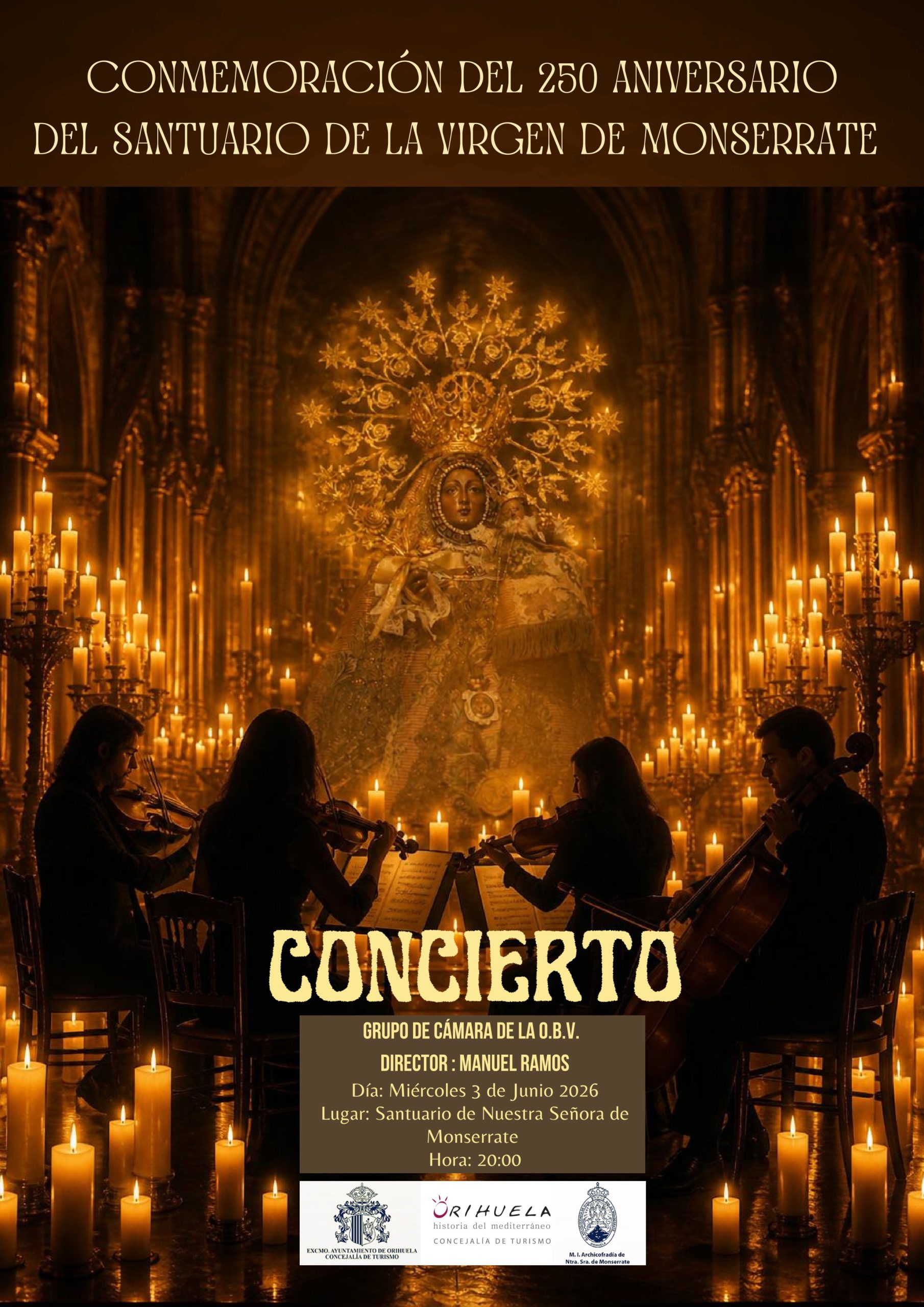 La Concejalía de Turismo conmemora el 250 aniversario del Santuario de Nuestra Señora de Monserrate con un concierto a la luz de las velas