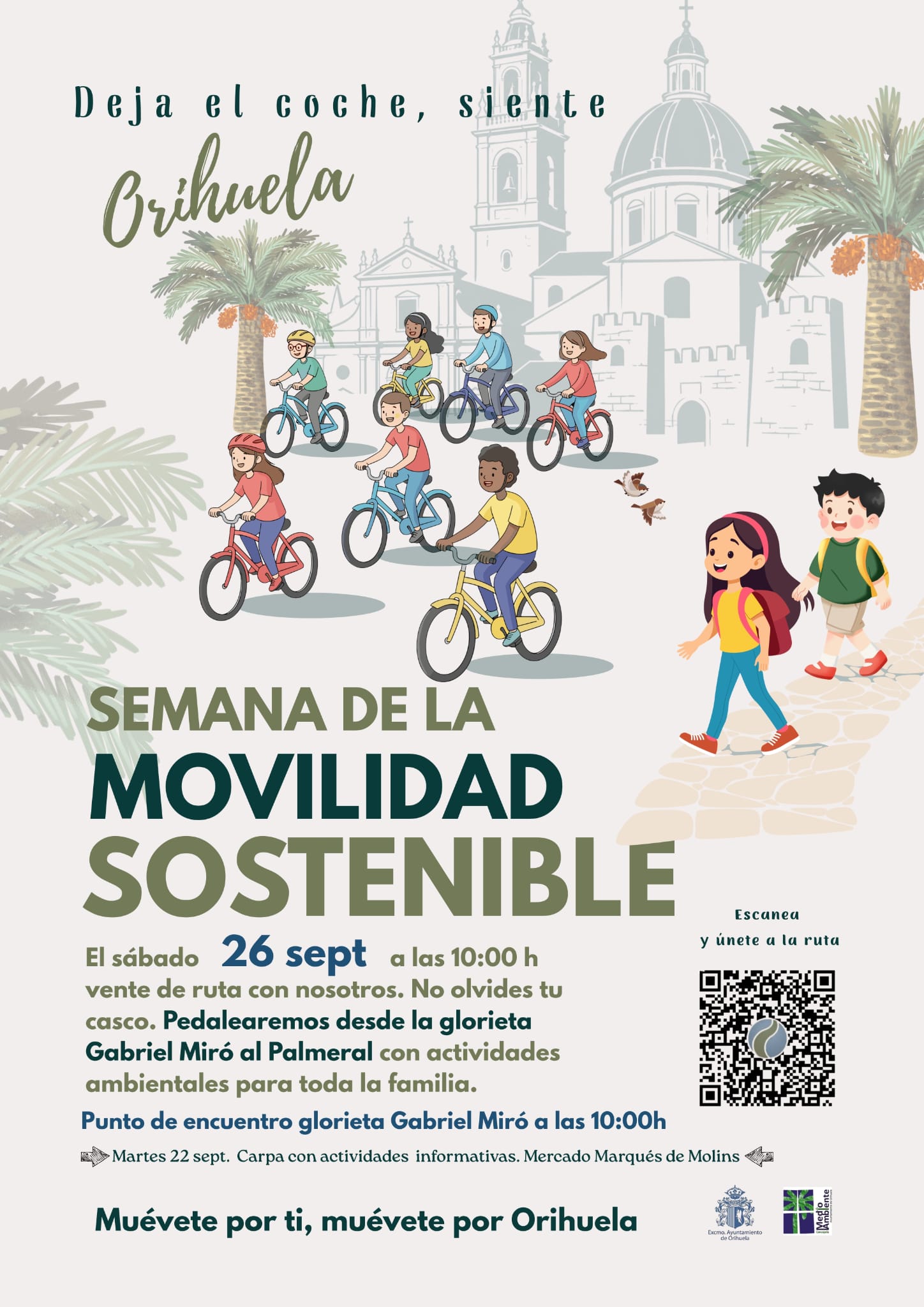 Orihuela se suma a la Semana de la Movilidad Sostenible con una ruta en bicicleta familiar y una carpa informativa