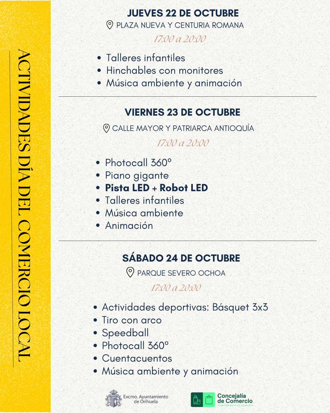 Orihuela celebra el Día del Comercio Local con tres tardes de actividades a pie de calle
